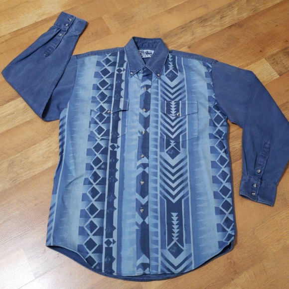Roper_Rodeo Blue Other - Men's Western shirt...15 1/2 - 34 (Medium)